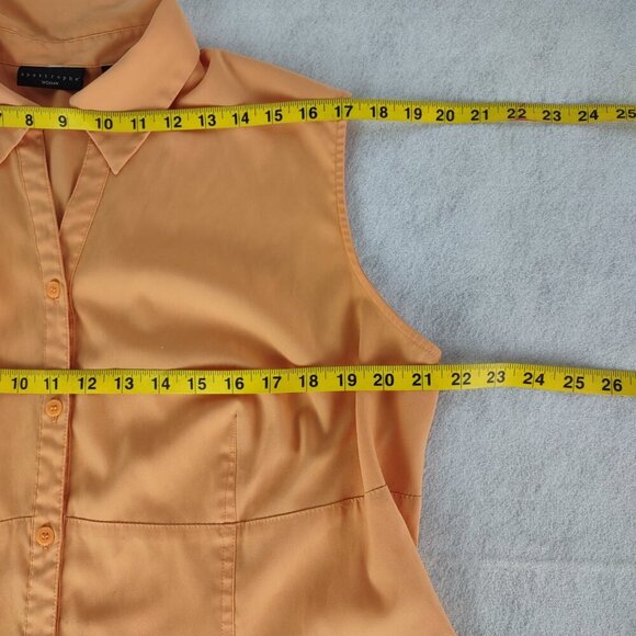 Apostrophe Women’s Orange, Button Up, Sleeveless, Lightweight Blouse Size 16W - Picture 9 of 11